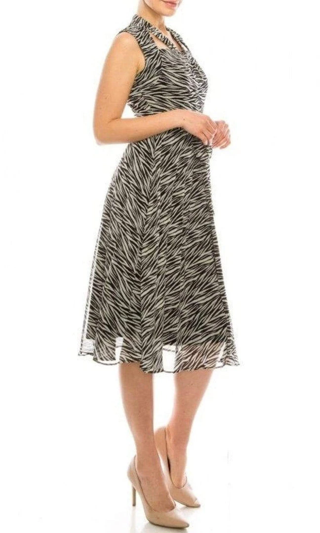 Cocktail Dresses Maison Tara - 91087M Knee Length Cutout Ornate Zebra Print Dress 5 Cocktail Dresses Maison Tara - 91087M Knee Length Cutout Ornate Zebra Print Dress