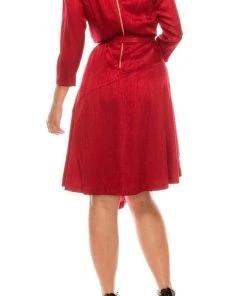 Maison Tara - 91143M Three Quarter Sleeve Twill Faux Wrap Dress Cocktail Dresses