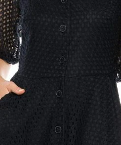 Maison Tara - 95055M Short Sleeve Eyelet A-Line Dress Cocktail Dresses 9 Maison Tara - 95055M Short Sleeve Eyelet A-Line Dress Cocktail Dresses