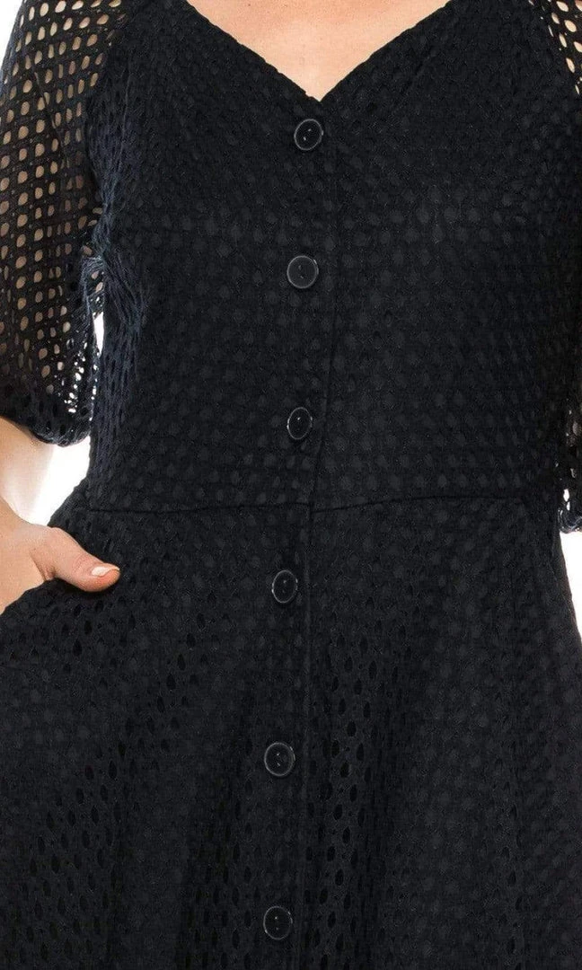 Maison Tara - 95055M Short Sleeve Eyelet A-Line Dress Cocktail Dresses 6 Maison Tara - 95055M Short Sleeve Eyelet A-Line Dress Cocktail Dresses