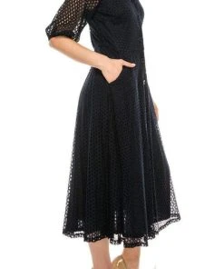 Maison Tara - 95055M Short Sleeve Eyelet A-Line Dress Cocktail Dresses 8 Maison Tara - 95055M Short Sleeve Eyelet A-Line Dress Cocktail Dresses