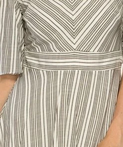 Maison Tara - 95100M Short Sleeve Stripe Tie Back Dress