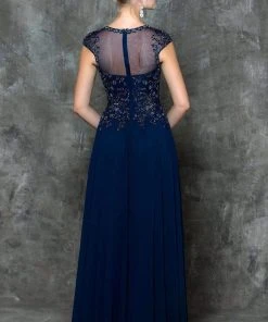 Marsoni By Colors Beaded Illusion A-Line Gown M181 - 1 Pc Navy In Size 18 Available Formal Gowns 7 Marsoni By Colors Beaded Illusion A-Line Gown M181 - 1 Pc Navy In Size 18 Available Formal Gowns