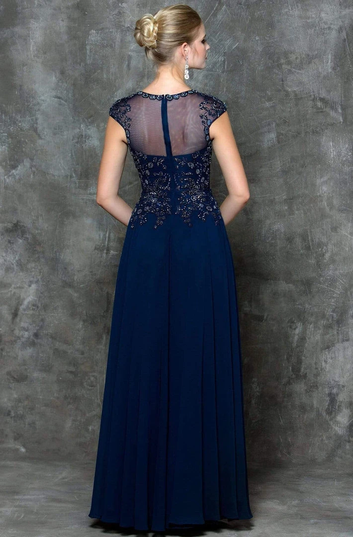 Marsoni By Colors Beaded Illusion A-Line Gown M181 - 1 Pc Navy In Size 18 Available Formal Gowns 4 Marsoni By Colors Beaded Illusion A-Line Gown M181 - 1 Pc Navy In Size 18 Available Formal Gowns