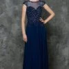 Marsoni By Colors Beaded Illusion A-Line Gown M181 - 1 Pc Navy In Size 18 Available Formal Gowns 2 Marsoni By Colors Beaded Illusion A-Line Gown M181 - 1 Pc Navy In Size 18 Available Formal Gowns