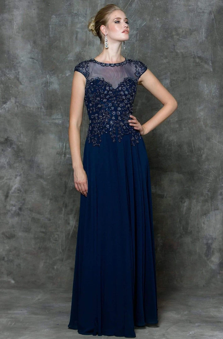 Marsoni By Colors Beaded Illusion A-Line Gown M181 - 1 Pc Navy In Size 18 Available Formal Gowns 3 Marsoni By Colors Beaded Illusion A-Line Gown M181 - 1 Pc Navy In Size 18 Available Formal Gowns
