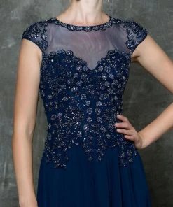 Marsoni By Colors Beaded Illusion A-Line Gown M181 - 1 Pc Navy In Size 18 Available Formal Gowns 8 Marsoni By Colors Beaded Illusion A-Line Gown M181 - 1 Pc Navy In Size 18 Available Formal Gowns