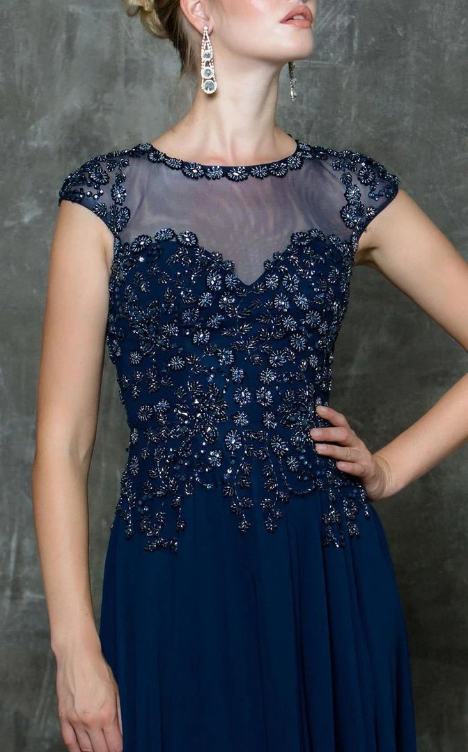 Marsoni By Colors Beaded Illusion A-Line Gown M181 - 1 Pc Navy In Size 18 Available Formal Gowns 5 Marsoni By Colors Beaded Illusion A-Line Gown M181 - 1 Pc Navy In Size 18 Available Formal Gowns