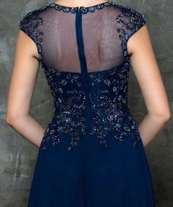 Marsoni By Colors Beaded Illusion A-Line Gown M181 - 1 Pc Navy In Size 18 Available Formal Gowns 9 Marsoni By Colors Beaded Illusion A-Line Gown M181 - 1 Pc Navy In Size 18 Available Formal Gowns