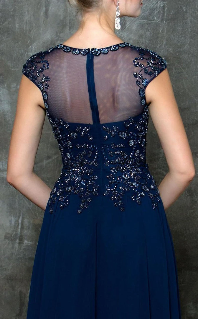 Marsoni By Colors Beaded Illusion A-Line Gown M181 - 1 Pc Navy In Size 18 Available Formal Gowns 6 Marsoni By Colors Beaded Illusion A-Line Gown M181 - 1 Pc Navy In Size 18 Available Formal Gowns