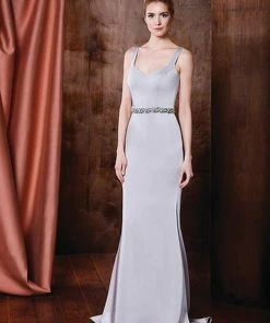 Marsoni By Colors Bejeweled V-Neck Sheath Dress M208 - 1 Pc Silver In Size 8 Available Formal Gowns