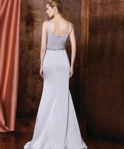 Marsoni By Colors Bejeweled V-Neck Sheath Dress M208 - 1 Pc Silver In Size 8 Available Formal Gowns 5 Marsoni By Colors Bejeweled V-Neck Sheath Dress M208 - 1 Pc Silver In Size 8 Available Formal Gowns