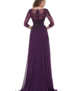 Marsoni By Colors - Illusion Bateau Adorned Quarter Sleeve Dress M214 - 1 Pc Eggplant In Size 14, 1 Pc Navy In Size 14 Available 13 Marsoni By Colors - Illusion Bateau Adorned Quarter Sleeve Dress M214 - 1 Pc Eggplant In Size 14, 1 Pc Navy In Size 14 Available