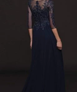 Marsoni By Colors - Illusion Bateau Adorned Quarter Sleeve Dress M214 - 1 Pc Eggplant In Size 14, 1 Pc Navy In Size 14 Available 9 Marsoni By Colors - Illusion Bateau Adorned Quarter Sleeve Dress M214 - 1 Pc Eggplant In Size 14, 1 Pc Navy In Size 14 Available