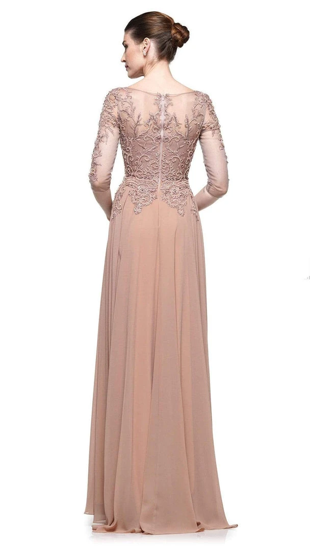 Marsoni By Colors - Illusion Bateau Adorned Quarter Sleeve Dress M214 - 1 Pc Eggplant In Size 14, 1 Pc Navy In Size 14 Available 6 Marsoni By Colors - Illusion Bateau Adorned Quarter Sleeve Dress M214 - 1 Pc Eggplant In Size 14, 1 Pc Navy In Size 14 Available