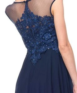 Marsoni By Colors - M107 Embroidered Illusion Silk Gown