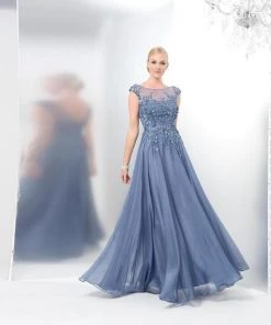 Marsoni By Colors - M116 Romantic Lace Illusion Evening Gown Formal Gowns