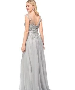 Marsoni By Colors - M116 Romantic Lace Illusion Evening Gown Formal Gowns