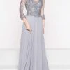 Formal Gowns Marsoni By Colors - M228 Bead Embellished Quarter Length Sleeves Dress 2 Formal Gowns Marsoni By Colors - M228 Bead Embellished Quarter Length Sleeves Dress