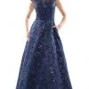 Marsoni By Colors - MV1012 Sequined Rosette Embroidered Long Gown Formal Gowns