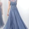 Marsoni By Colors - Romantic Lace Illusion Evening Gown M116 - 1 Pc Slate Blue In Sizes 8 Available Formal Gowns 1 Marsoni By Colors - Romantic Lace Illusion Evening Gown M116 - 1 Pc Slate Blue In Sizes 8 Available Formal Gowns