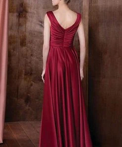 Marsoni By Colors - Ruched V-Neck A-Line Dress M198 - 1 Pc Silver In Size 22 Available Formal Gowns 6 Marsoni By Colors - Ruched V-Neck A-Line Dress M198 - 1 Pc Silver In Size 22 Available Formal Gowns