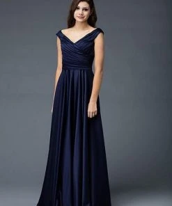 Marsoni By Colors - Ruched V-Neck A-Line Dress M198 - 1 Pc Silver In Size 22 Available Formal Gowns 7 Marsoni By Colors - Ruched V-Neck A-Line Dress M198 - 1 Pc Silver In Size 22 Available Formal Gowns