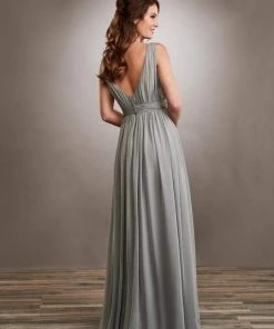 Formal Gowns Mary's Bridal - Beaded Bateau Chiffon A-Line Gown MB8064 - 1 Pc Dark Platinum In Size 8 Available
