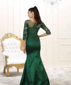 May Queen - Bateau Illusion Lace Trumpet Dress MQ1501 - 1 Pc Navy In Size 8 Available 10 May Queen - Bateau Illusion Lace Trumpet Dress MQ1501 - 1 Pc Navy In Size 8 Available