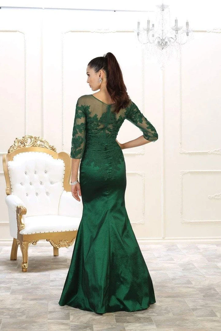 May Queen - Bateau Illusion Lace Trumpet Dress MQ1501 - 1 Pc Navy In Size 8 Available 4 May Queen - Bateau Illusion Lace Trumpet Dress MQ1501 - 1 Pc Navy In Size 8 Available