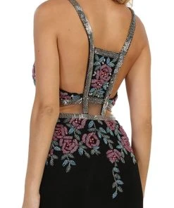 May Queen - Beaded And Embroidered Sleeveless Sheath Evening Gown Formal Gowns