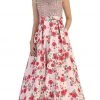 Formal Gowns May Queen - Beaded Cap Sleeve And Floral A-line Evening Dress