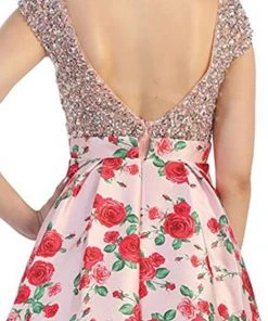Formal Gowns May Queen - Beaded Cap Sleeve And Floral A-line Evening Dress 9 Formal Gowns May Queen - Beaded Cap Sleeve And Floral A-line Evening Dress