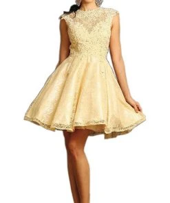 May Queen - Beaded Floral A Line Cocktail Dress