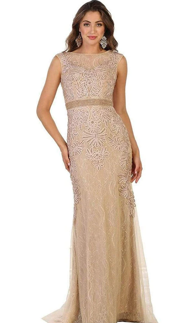 May Queen - Beaded Illusion Bateau Sheath Evening Gown RQ7524 Formal Gowns 6 May Queen - Beaded Illusion Bateau Sheath Evening Gown RQ7524 Formal Gowns