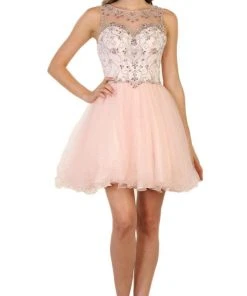 May Queen - Beaded Illusion Cocktail Dress Cocktail Dresses