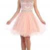 May Queen - Beaded Illusion Tulle Cocktail Dress Formal Gowns