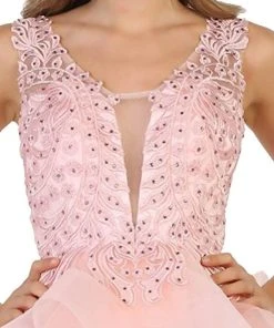 Cocktail Dresses May Queen - Beaded Lace Deep V-neck Cocktail Dress