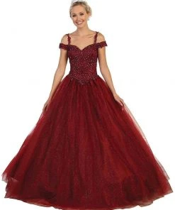 May Queen - Beaded Lace Sweetheart Quinceanera Ballgown Formal Gowns