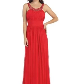 Formal Gowns May Queen - Beaded Yoke Scoop Neck A-Line Bridesmaid Dress 12 Formal Gowns May Queen - Beaded Yoke Scoop Neck A-Line Bridesmaid Dress