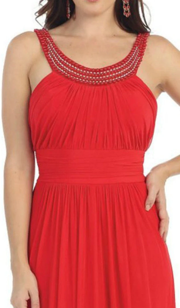 Formal Gowns May Queen - Beaded Yoke Scoop Neck A-Line Bridesmaid Dress 6 Formal Gowns May Queen - Beaded Yoke Scoop Neck A-Line Bridesmaid Dress