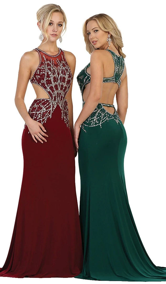 May Queen - Bejeweled Illusion Halter Sheath Evening Dress Formal Gowns 11 May Queen - Bejeweled Illusion Halter Sheath Evening Dress Formal Gowns