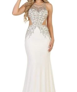 May Queen - Bejeweled Illusion Halter Sheath Evening Dress Formal Gowns 17 May Queen - Bejeweled Illusion Halter Sheath Evening Dress Formal Gowns