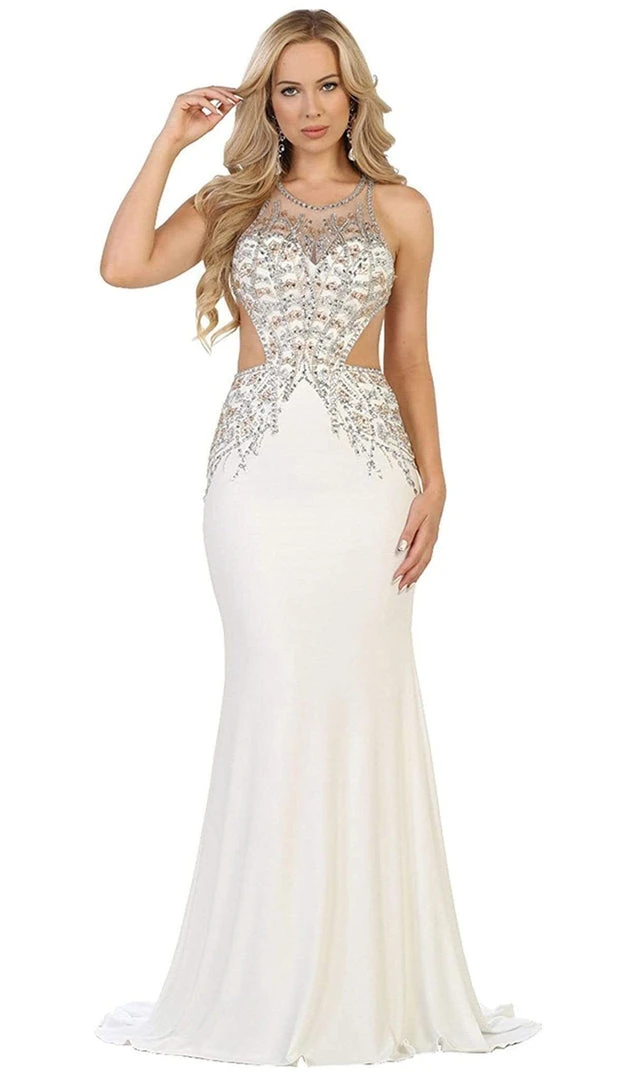 May Queen - Bejeweled Illusion Halter Sheath Evening Dress Formal Gowns 9 May Queen - Bejeweled Illusion Halter Sheath Evening Dress Formal Gowns
