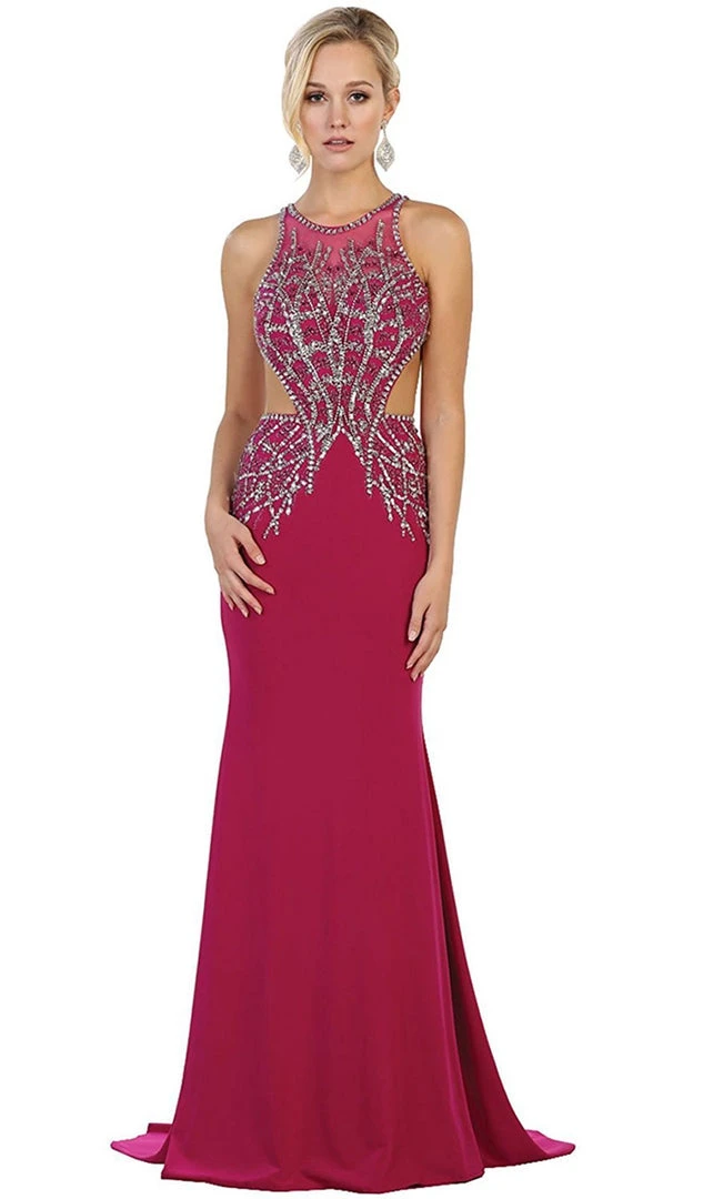 May Queen - Bejeweled Illusion Halter Sheath Evening Dress Formal Gowns 3 May Queen - Bejeweled Illusion Halter Sheath Evening Dress Formal Gowns