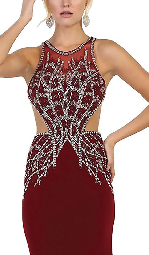 May Queen - Bejeweled Illusion Halter Sheath Evening Dress Formal Gowns 7 May Queen - Bejeweled Illusion Halter Sheath Evening Dress Formal Gowns