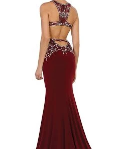May Queen - Bejeweled Illusion Halter Sheath Evening Dress Formal Gowns 14 May Queen - Bejeweled Illusion Halter Sheath Evening Dress Formal Gowns