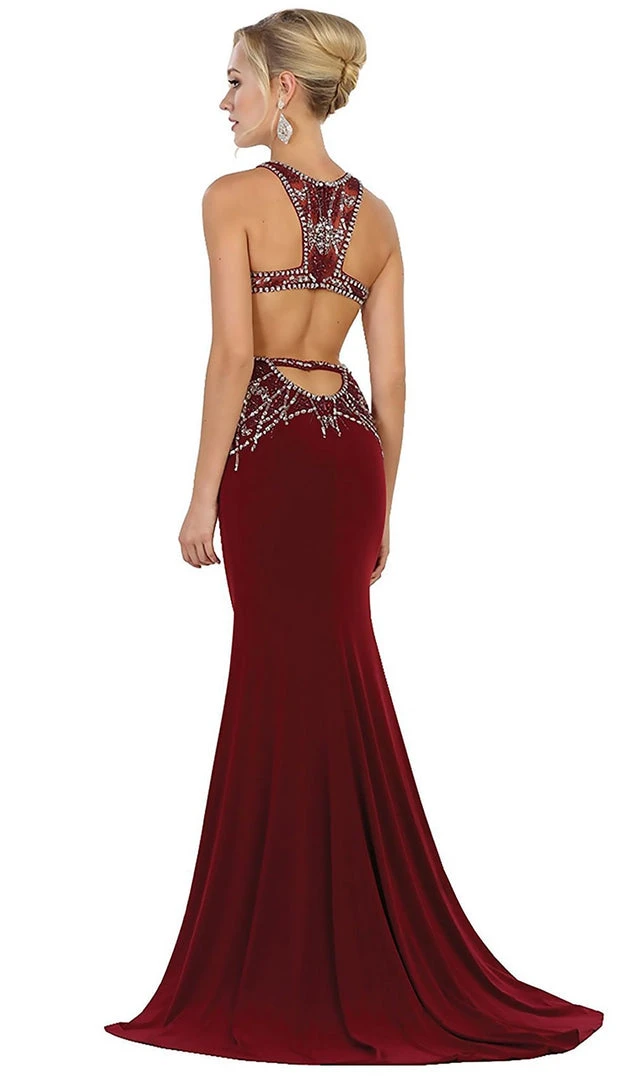 May Queen - Bejeweled Illusion Halter Sheath Evening Dress Formal Gowns 6 May Queen - Bejeweled Illusion Halter Sheath Evening Dress Formal Gowns