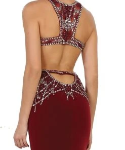 May Queen - Bejeweled Illusion Halter Sheath Evening Dress Formal Gowns 16 May Queen - Bejeweled Illusion Halter Sheath Evening Dress Formal Gowns
