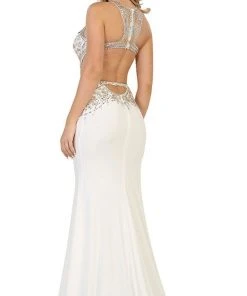 May Queen - Bejeweled Illusion Halter Sheath Evening Dress Formal Gowns 18 May Queen - Bejeweled Illusion Halter Sheath Evening Dress Formal Gowns